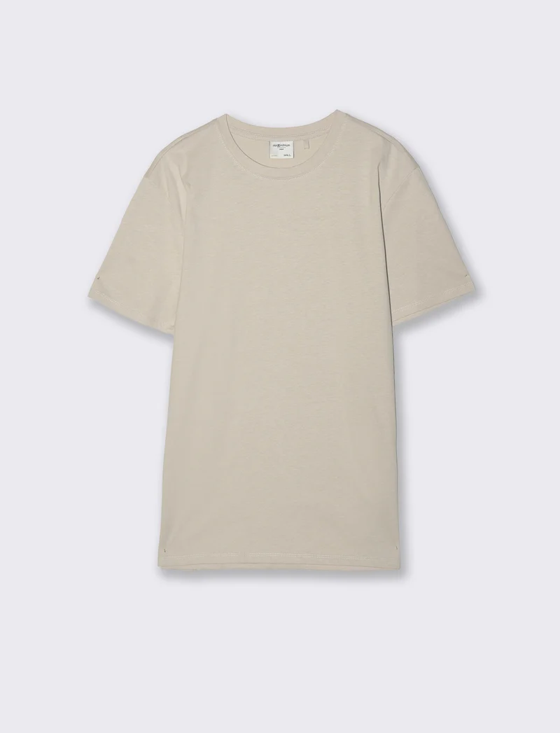 T-shirt girocollo in cotone regular fit - Grigio ghiaccio