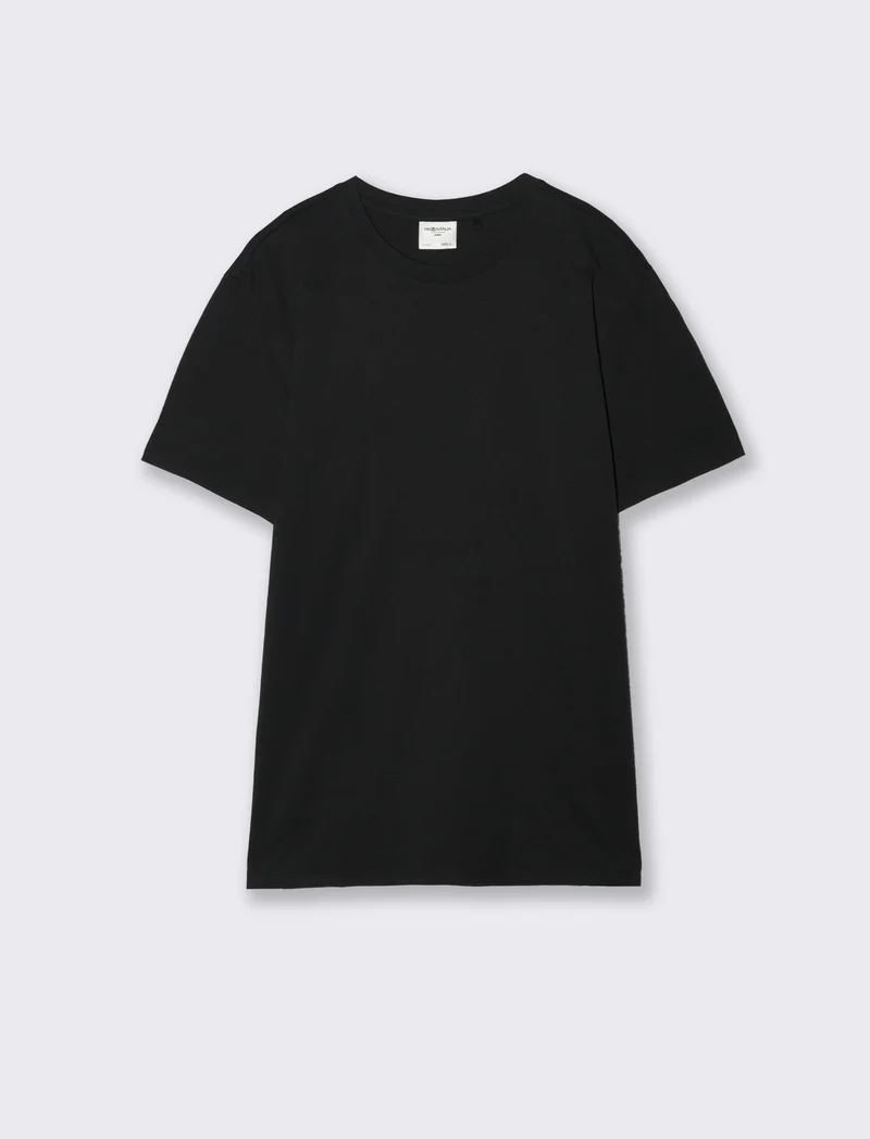 T-shirt girocollo in cotone regular fit - Nero