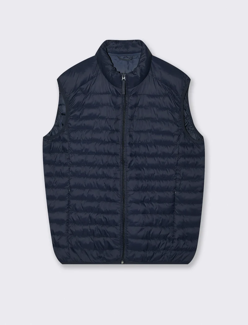 Giubbotto Gilet Piumino Imbottito Collo Alto - Blu