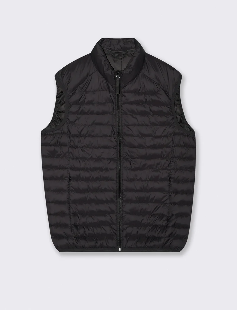 Giubbotto Gilet Piumino Imbottito Collo Alto - Nero