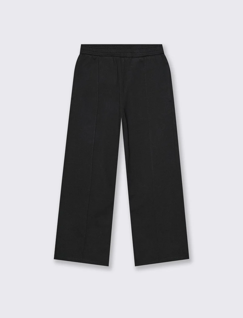 Pantalone in felpa da bambina gamba larga - Nero