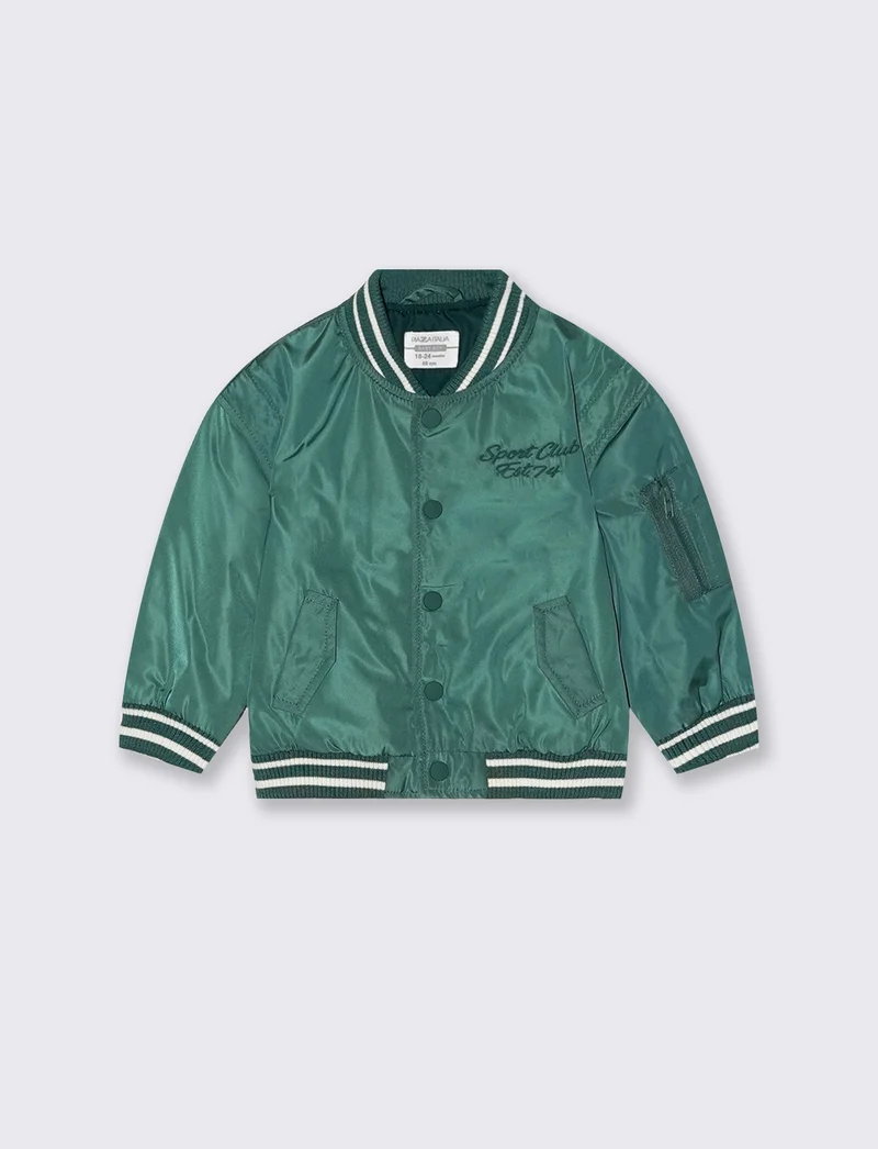 Bomber varsity con ricamo elegante - Verde