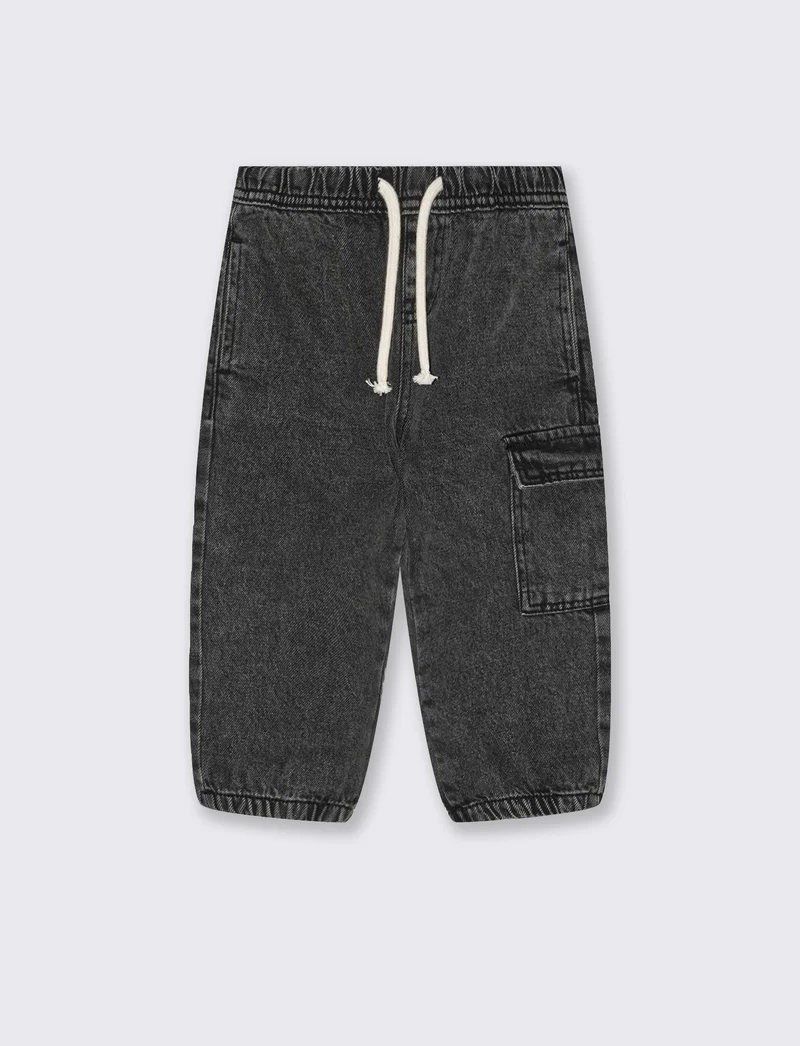 Jeans cargo in cotone per il tempo libero - Nero