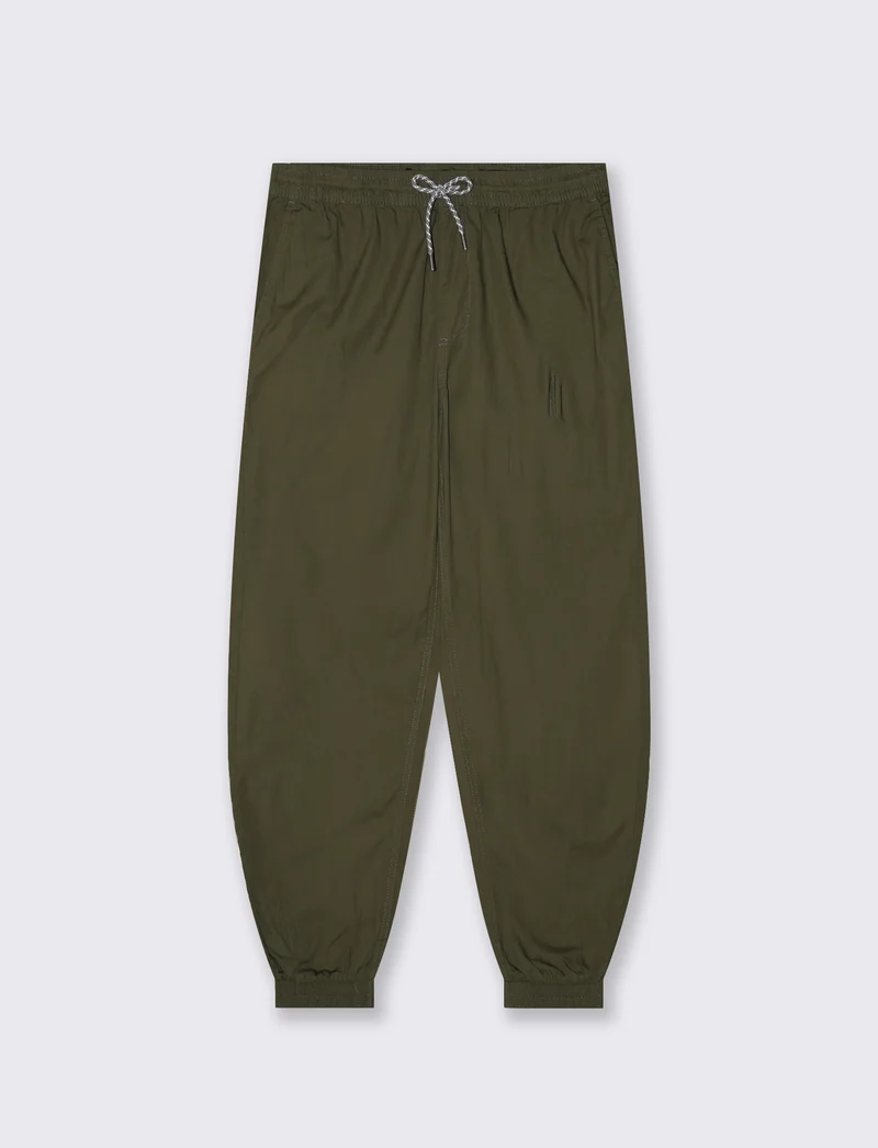 Pantaloni Jogger in Cotone con Laccio - Verde militare