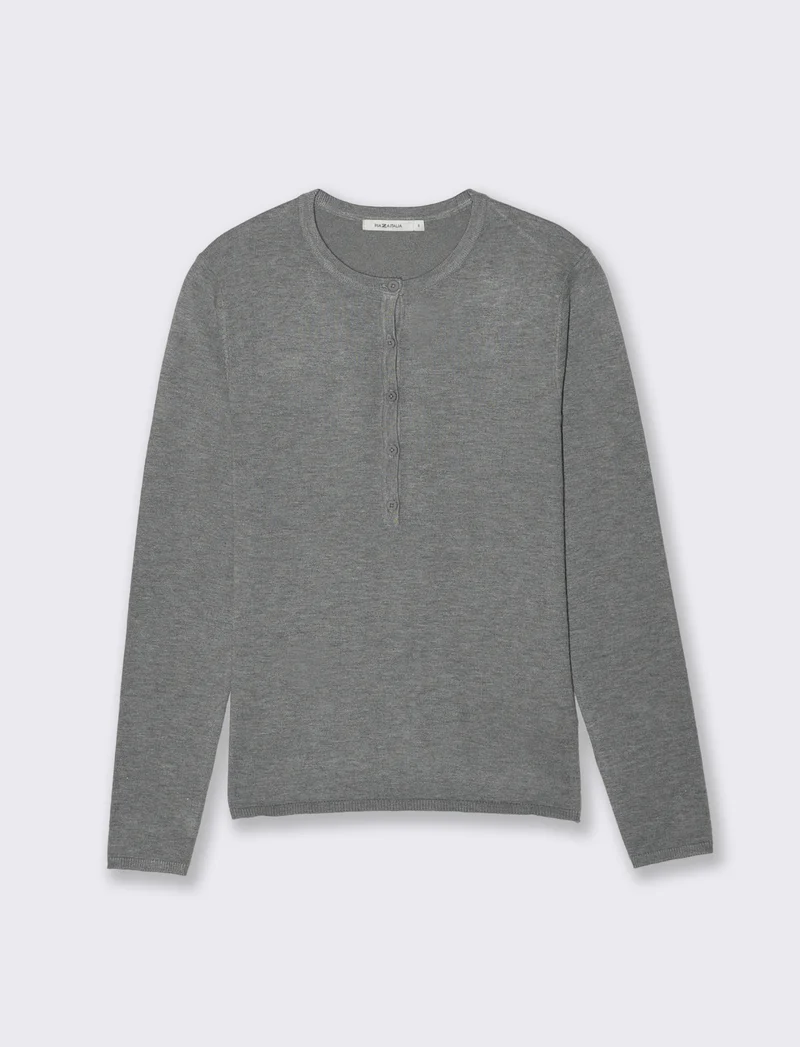 Pullover Scollo Serafino Manica Lunga - Grigio mel.