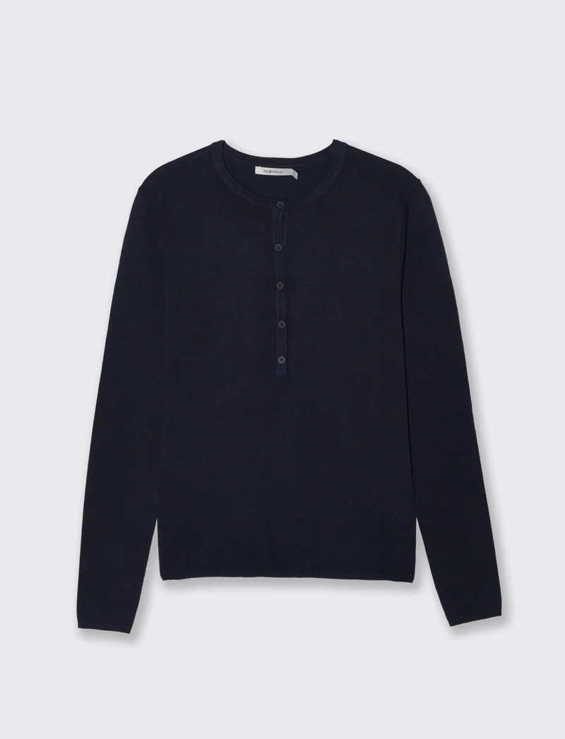 Pullover Scollo Serafino Manica Lunga - Blu
