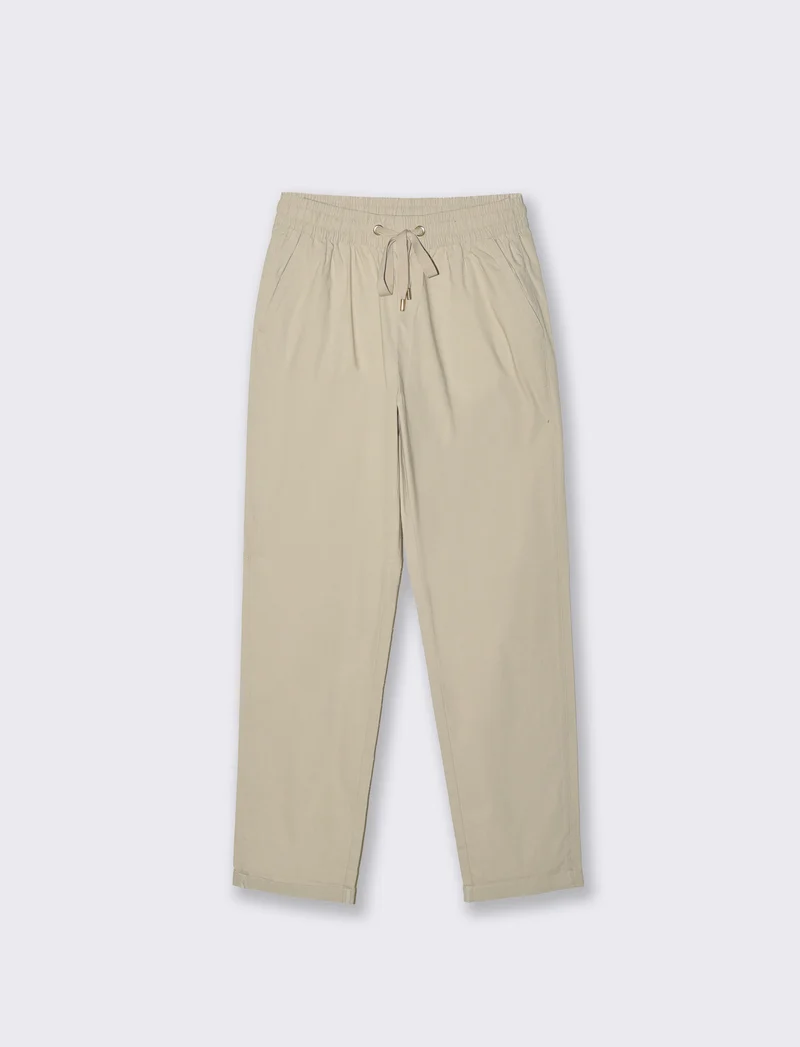 Pantalone con elastico e coulisse - Beige corda