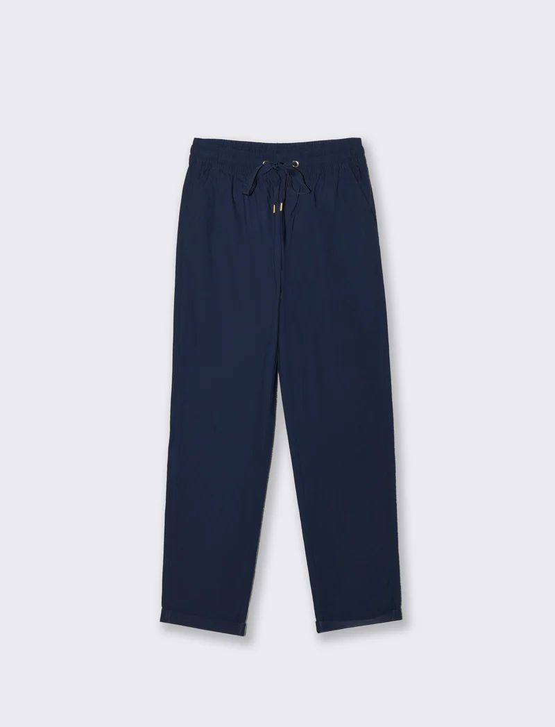 Pantalone con elastico e coulisse - Blu