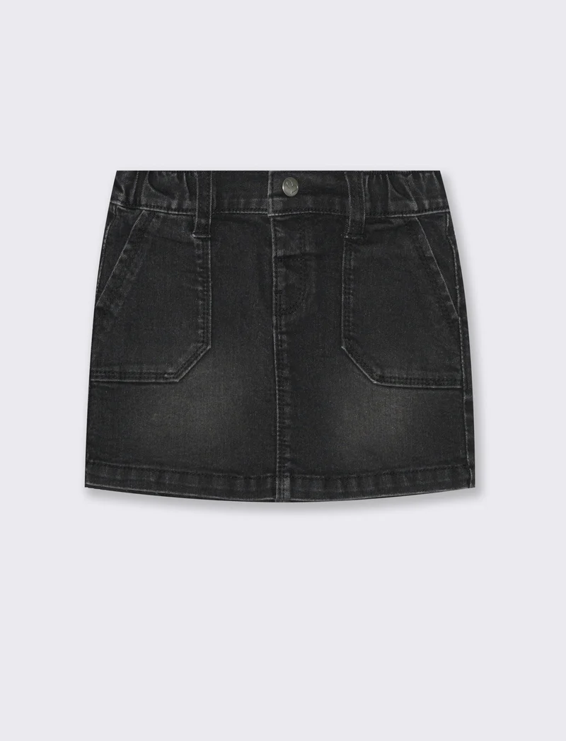 GONNA CORTA IN DENIM - Nero