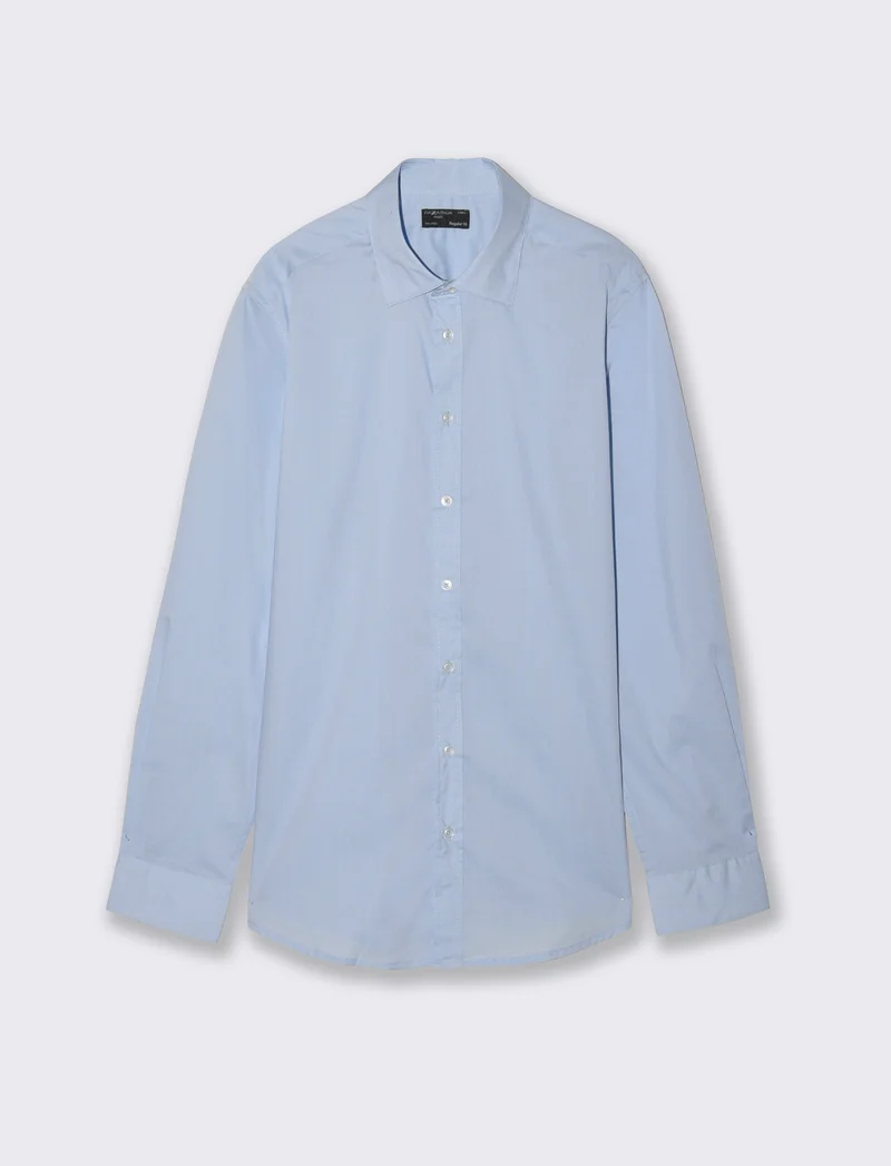 Camicia Regular Fit Easy Iron Collo Francese - Celeste