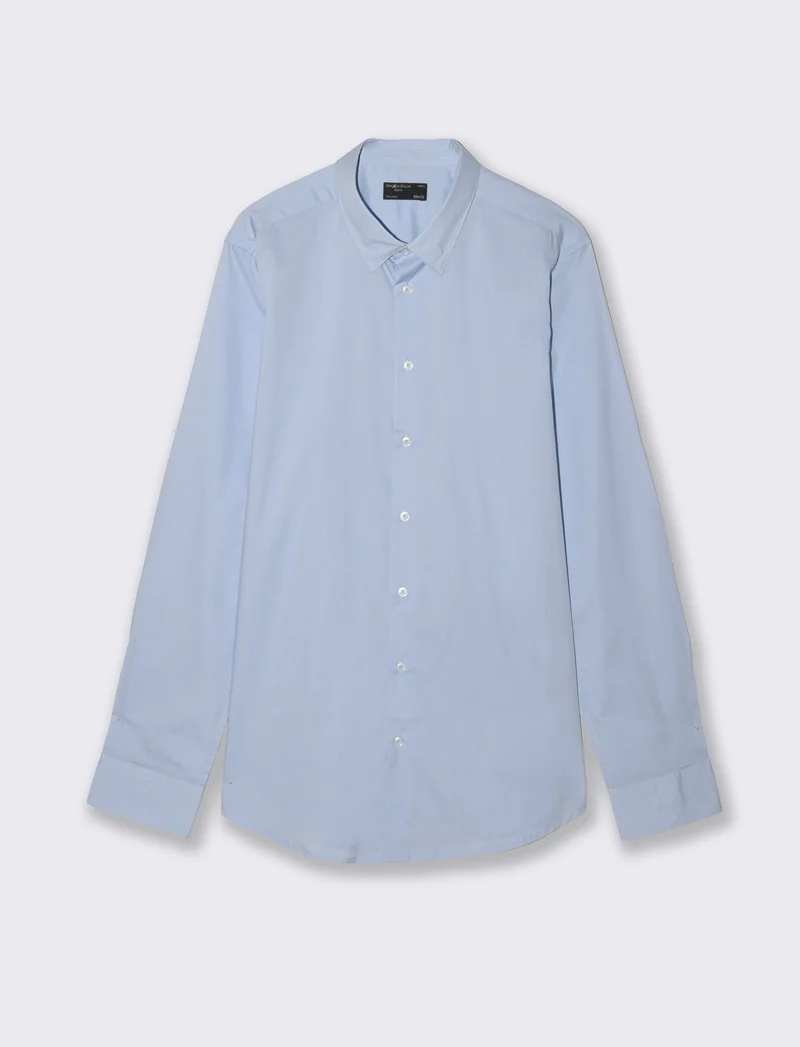 Camicia Slim Fit Easy Iron in Cotone - Celeste