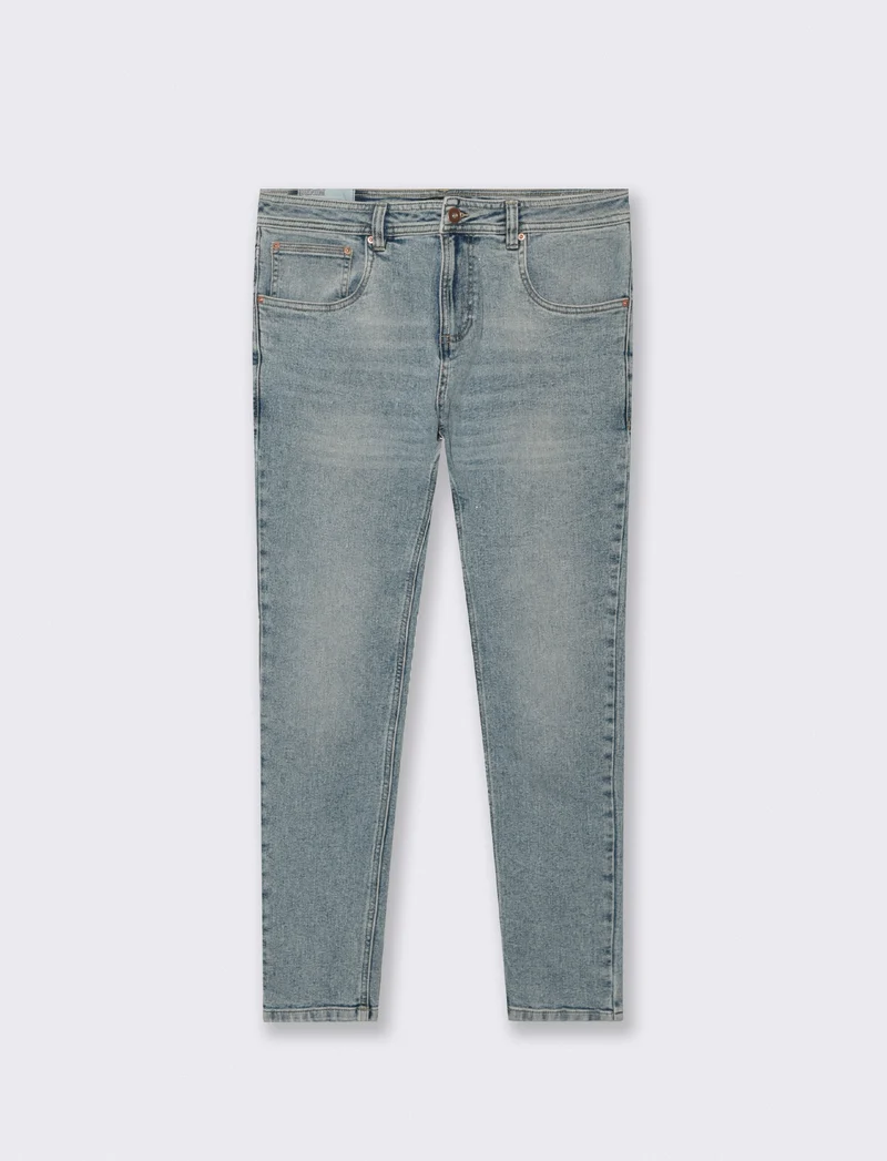Jeans skinny fit blu chiaro effetto slavato - Denim chiaro