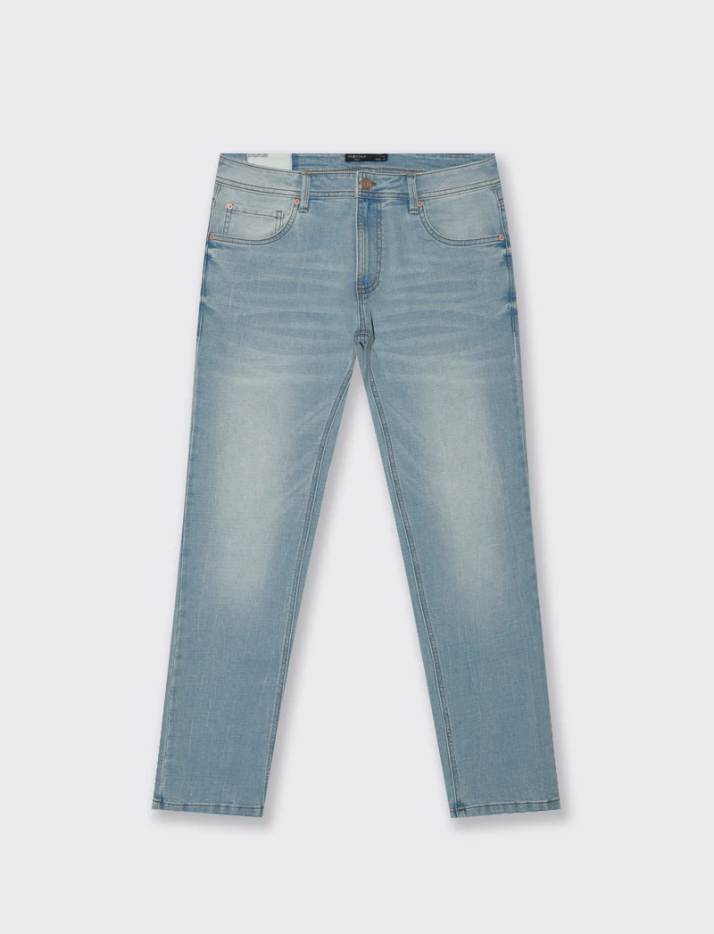 Jeans slim fit blu chiaro effetto slavato - Denim chiaro