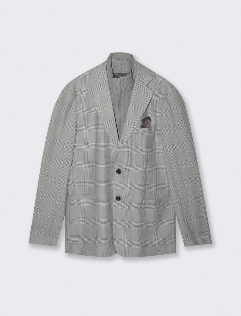 BLAZER A QUADRI FORMAL FIT CON GILET IN MAGLIA - Grigio