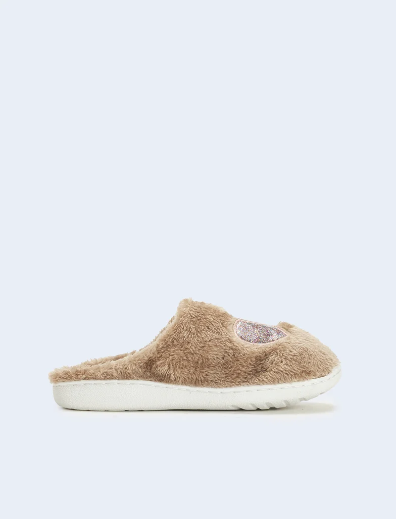Pantofola con cuori da donna - Grigio tortora