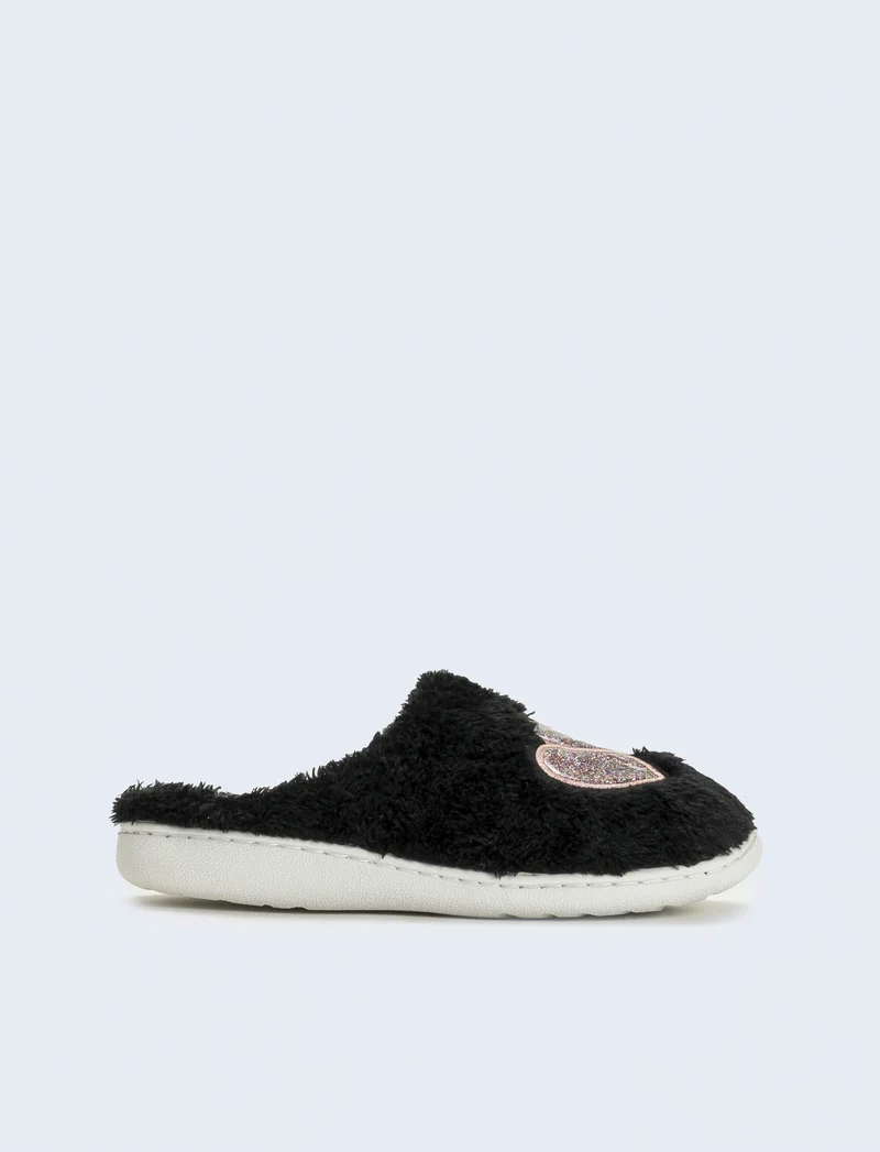 Pantofola con cuori da donna - Nero