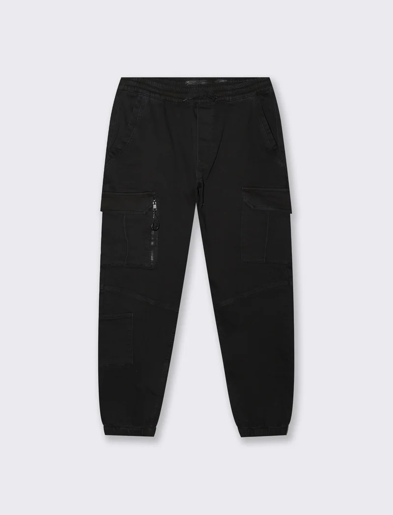 PANTALONI JOGGER CARGO FIT - Nero