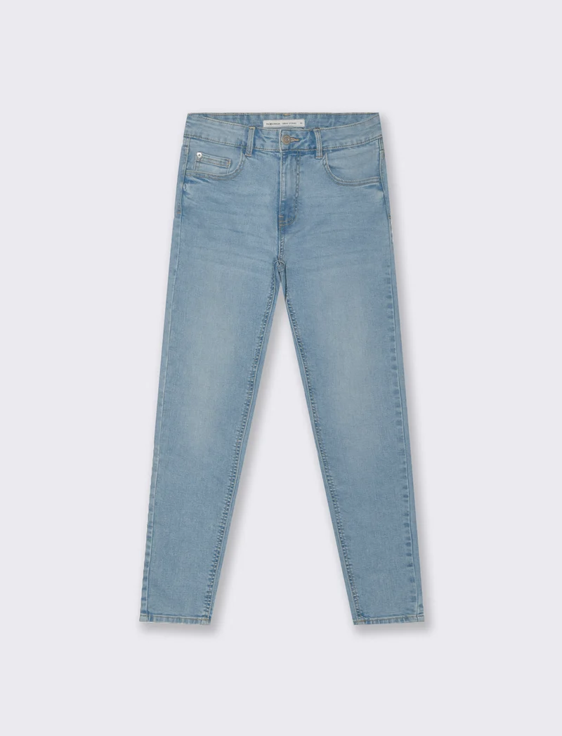 Jeans Skinny Vita Bassa con Tasche Retro - Denim