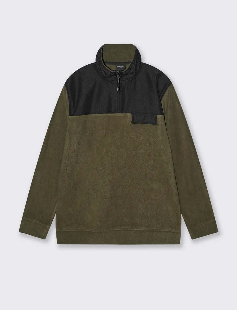FELPA IN PILE CON CERNIERA - Verde militare