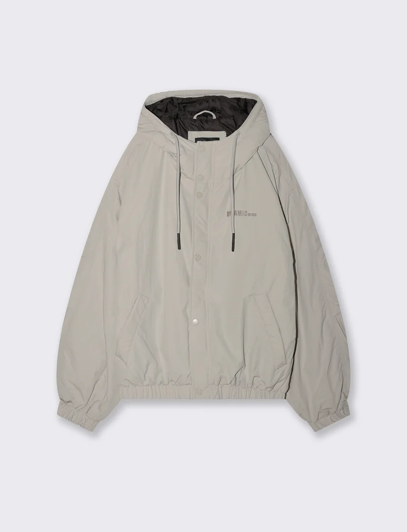 GIUBBOTTO TECNICO CON CAPPUCCIO BOXY FIT - Grigio ghiaccio