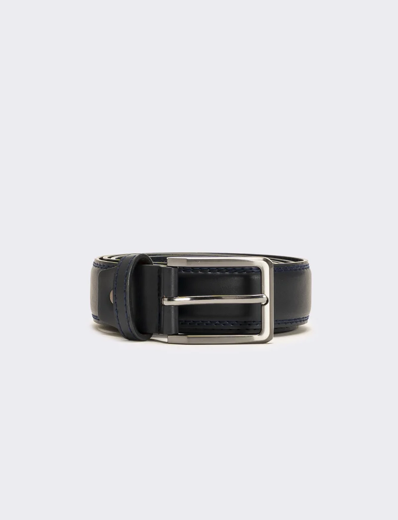 Cintura uomo basic bombata h 3,5 cm - Blu