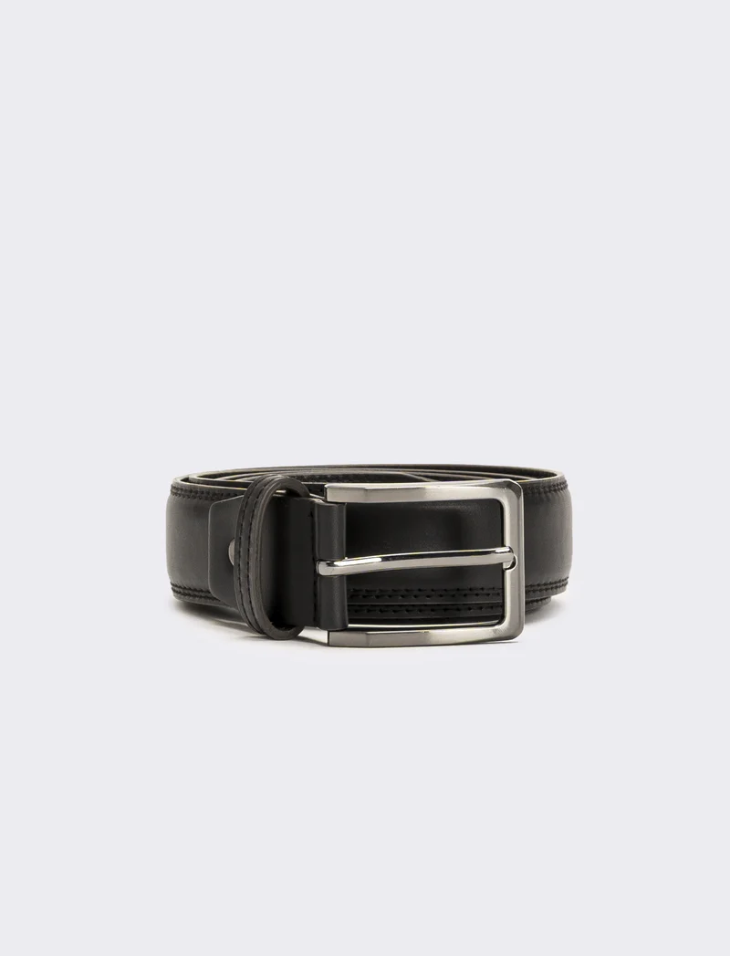 Cintura uomo basic bombata h 3,5 cm - Nero