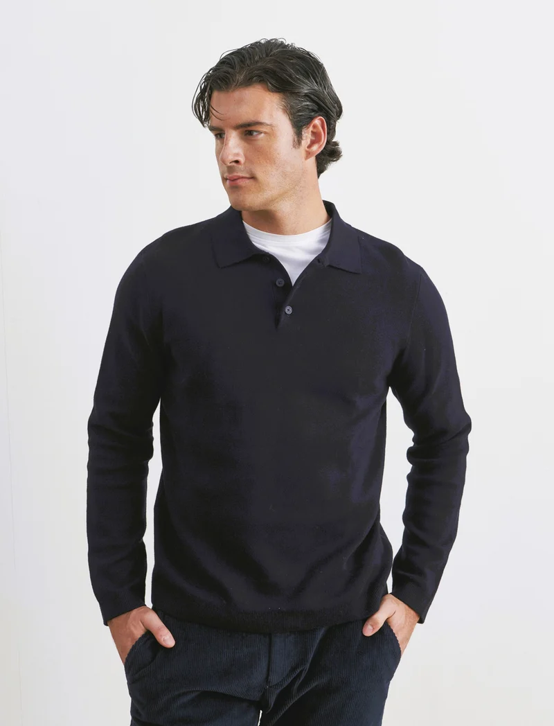 MAGLIA IN COTONE MODELLO POLO - Blu