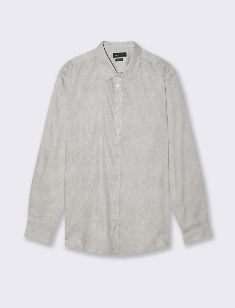 CAMICIA REGULAR FIT MICRO FANTASIA - Beige