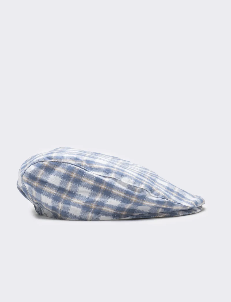 Cappello coppola neonato quadri - Azzurro