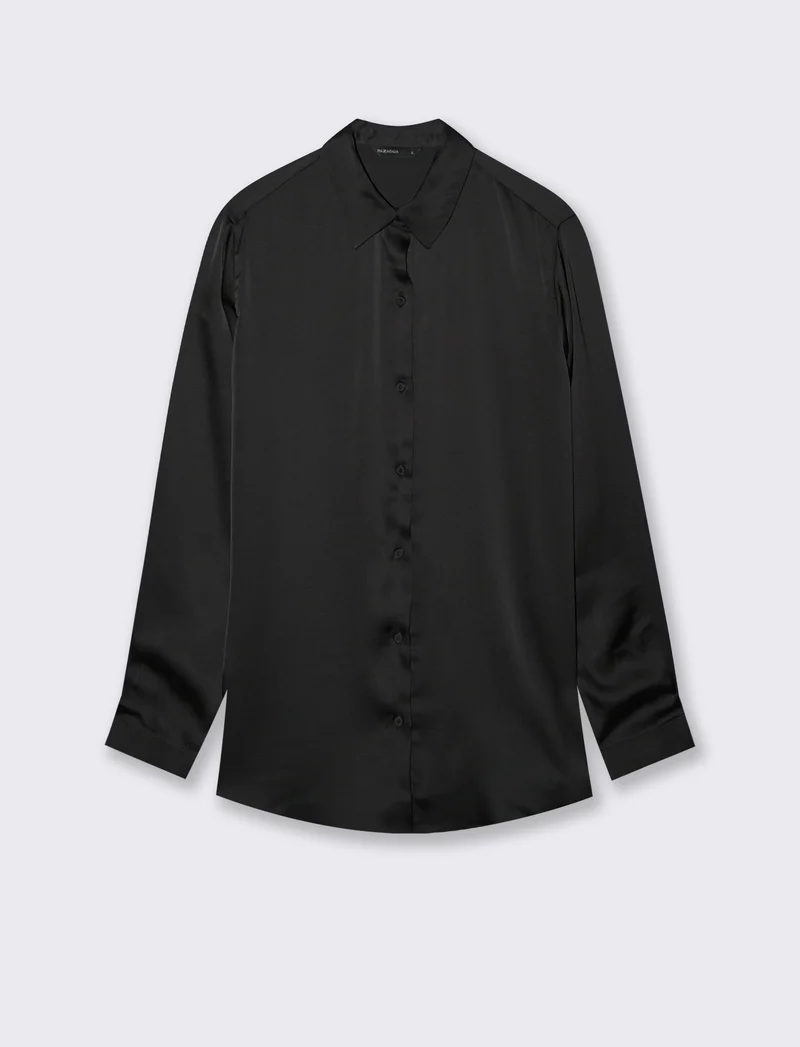 CAMICIA IN SATIN - Nero