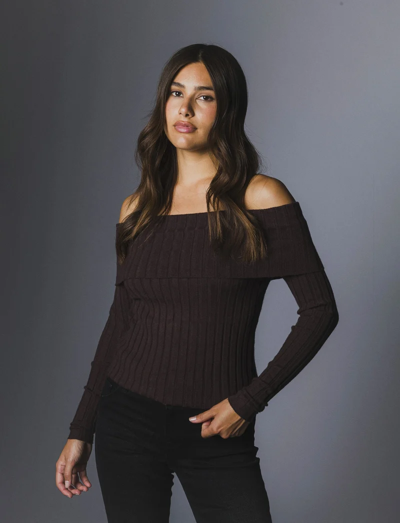 MAGLIA OFF SHOULDER - Moro