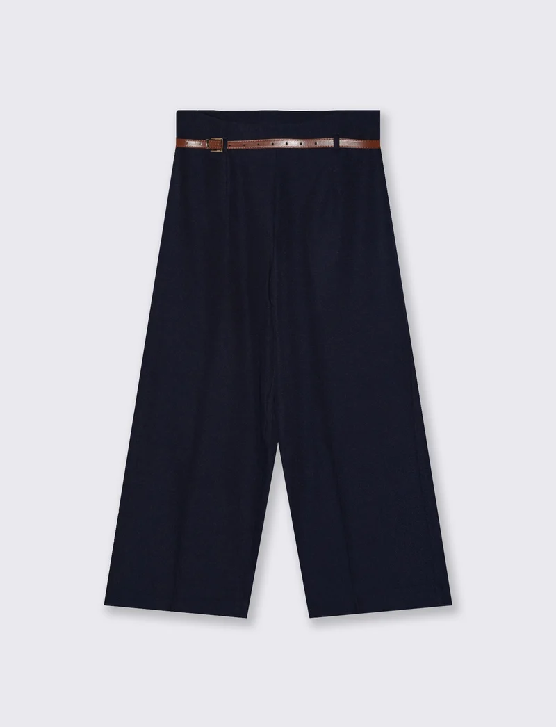 Pantalone Culotte con Cintura e Elastico - Blu