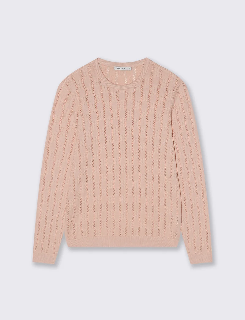 Pullover Girocollo a Treccia - Pesca