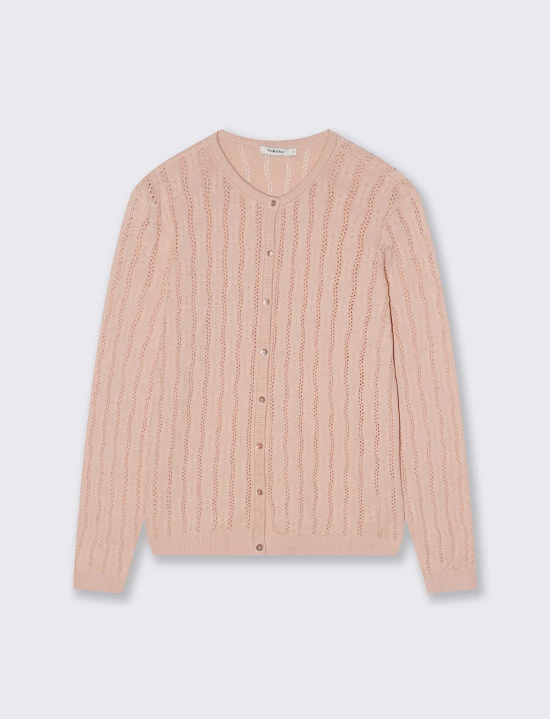 Cardigan Girocollo a Treccia - Pesca