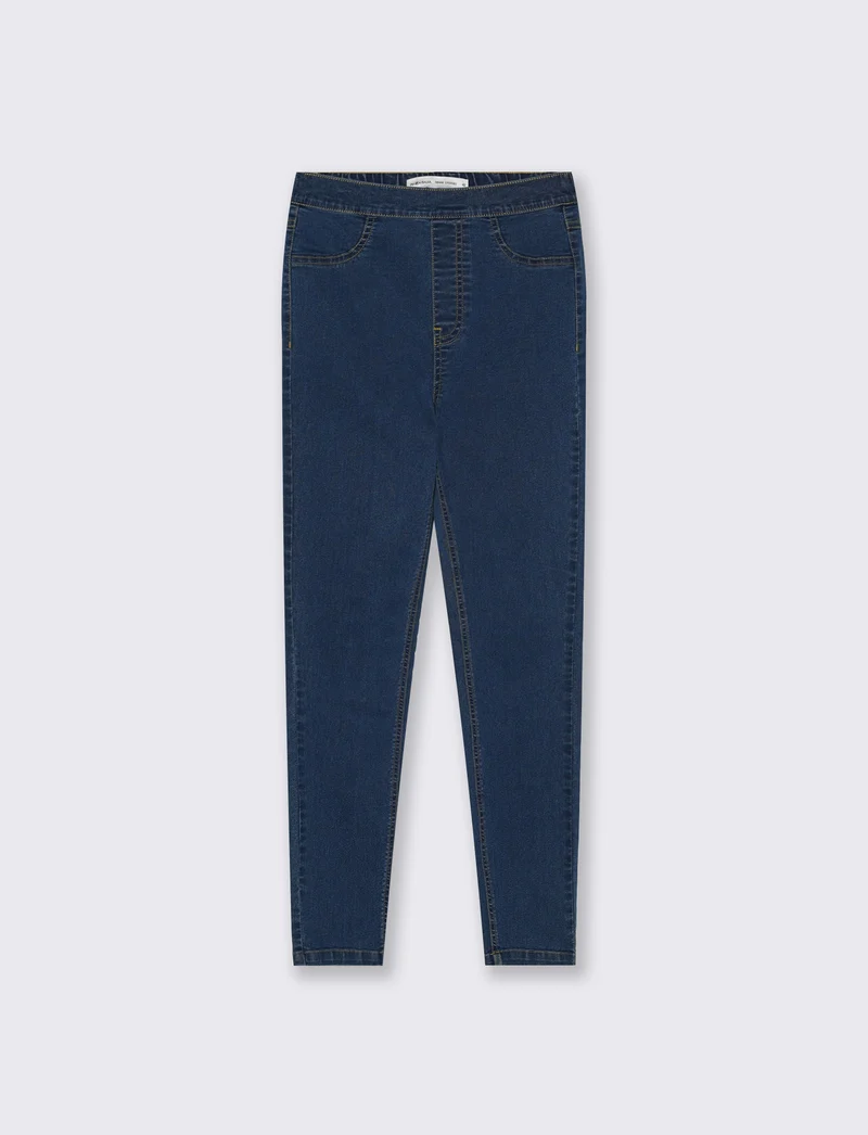 Skinny Jeans Vita Alta con Elastico - DENIM SCURO