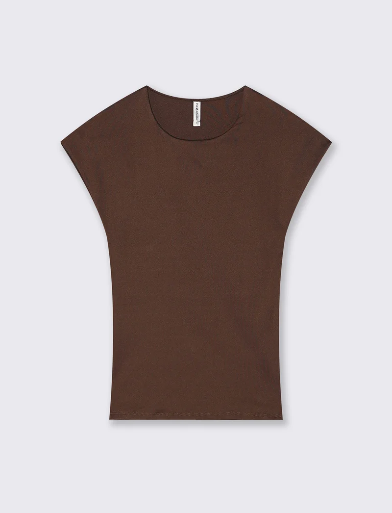 T-Shirt Manica Ad Aletto Basic - Marrone cioccolato