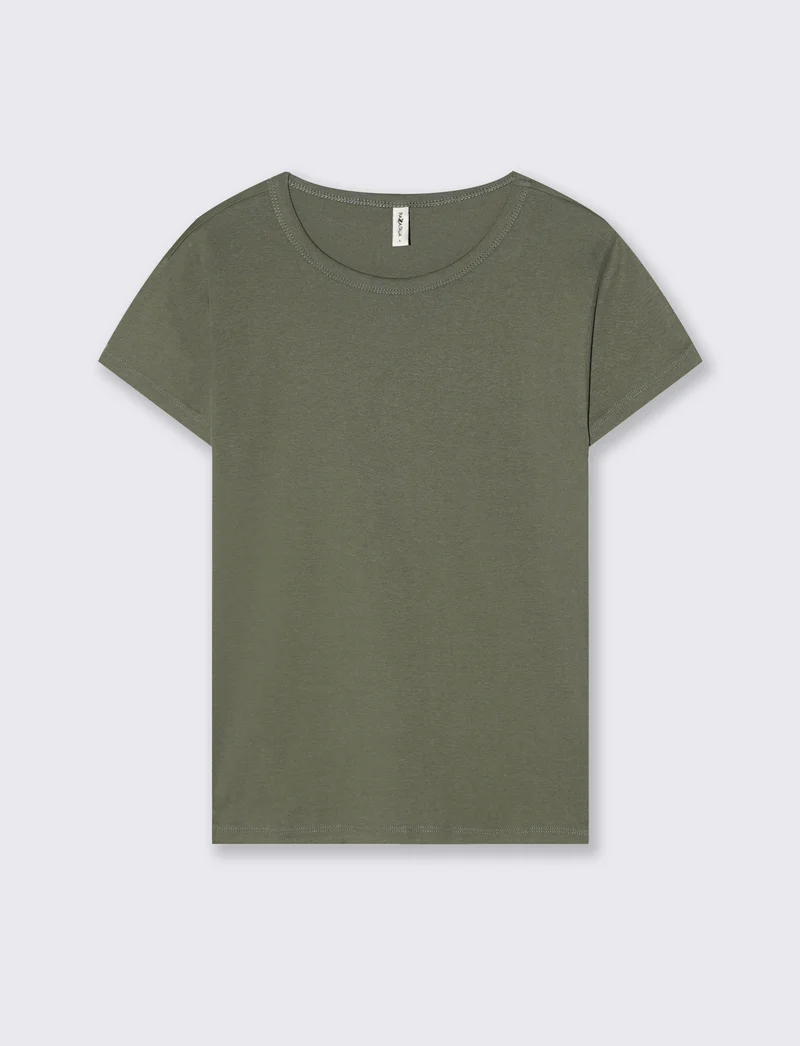 T-Shirt Basica Mezza Manica Girocollo - Verde salvia