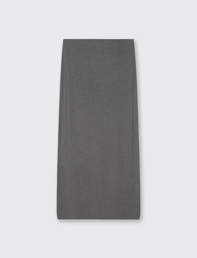 Gonna a tubino con elastico e spacco - Grigio scuro
