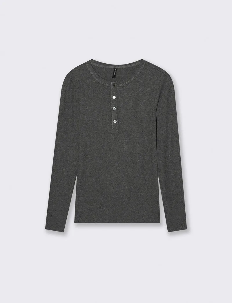 T-SHIRT BASICA SCOLLO SERAFINO - Grigio scuro