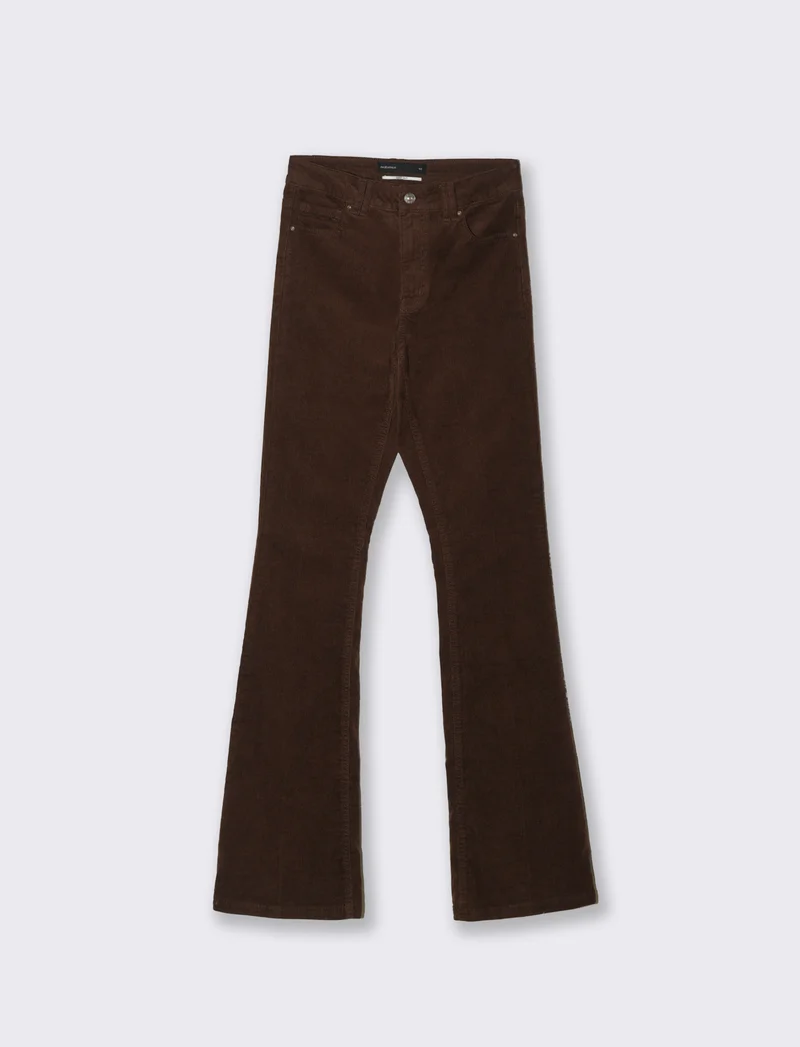 PANTALONE VELLUTO A ZAMPA - Moro