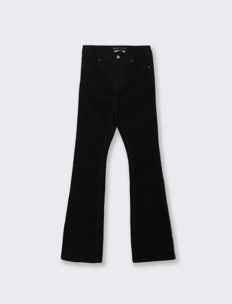 PANTALONE VELLUTO A ZAMPA - Nero