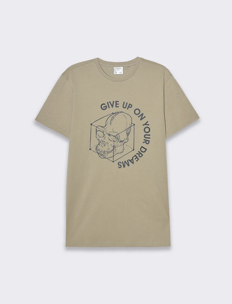 T-shirt in cotone con stampa regular fit da uomo - Verde salvia