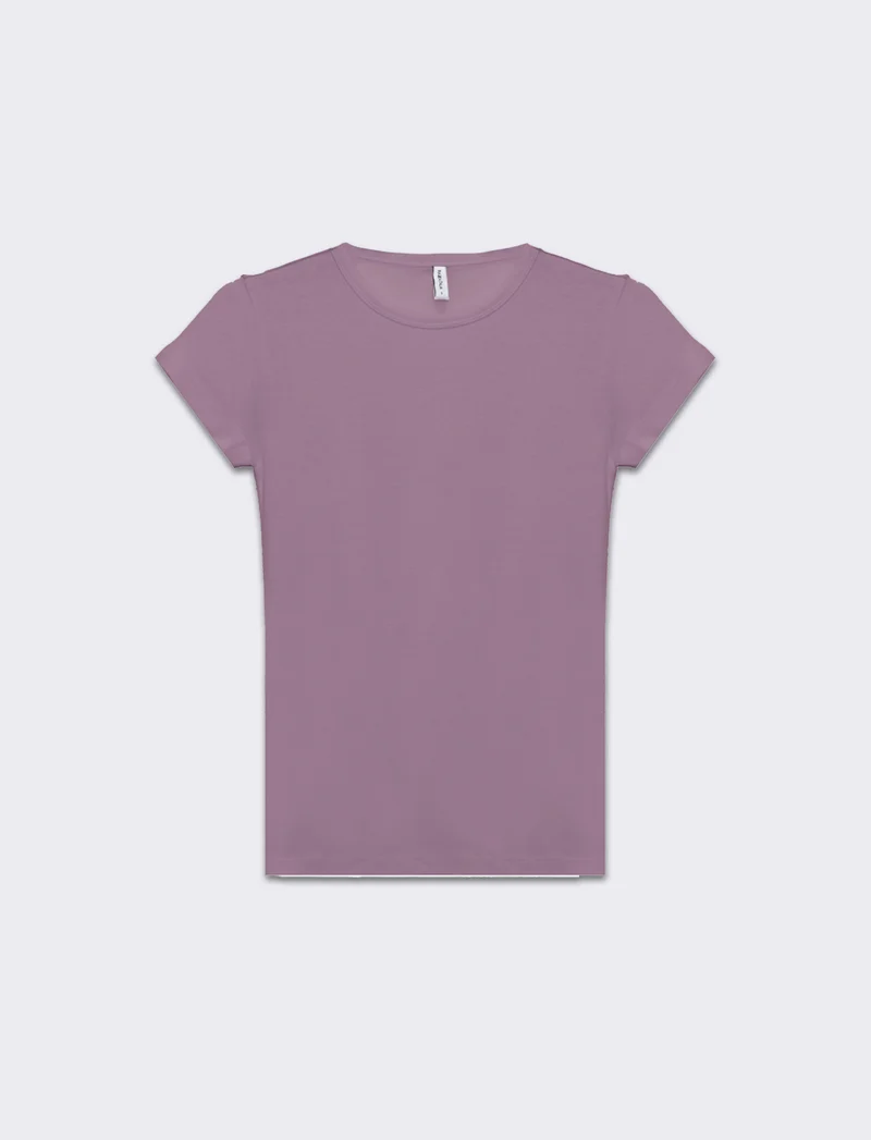 T-shirt basica manica corta da donna - Lilla
