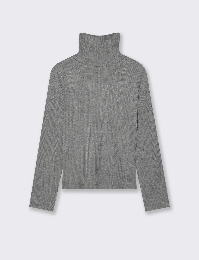 T-SHIRT A COSTE - Grigio mel.