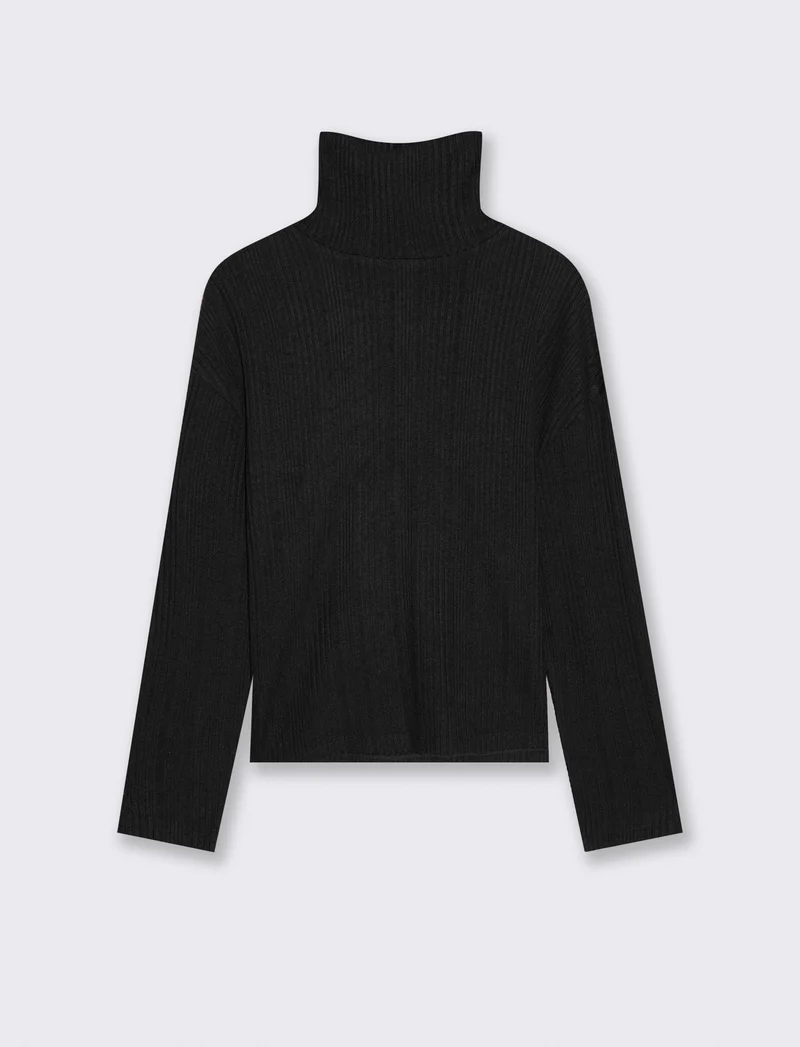 T-SHIRT A COSTE - Nero