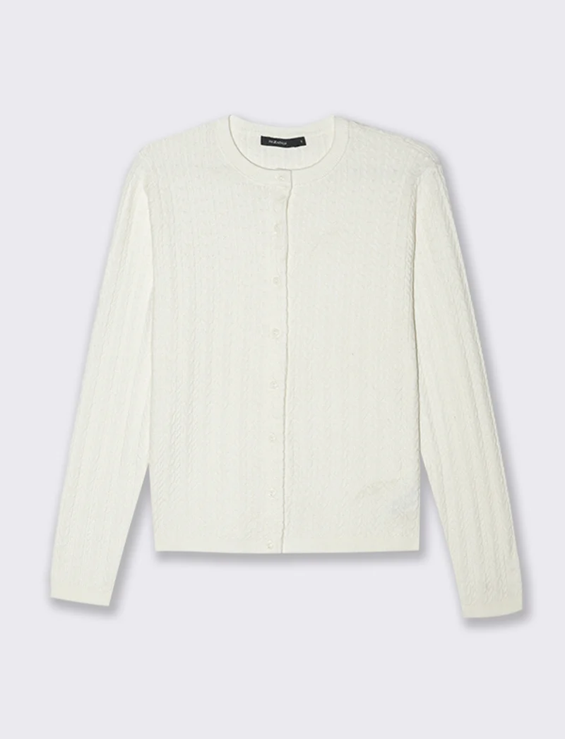 CARDIGAN A TRECCE - Avorio