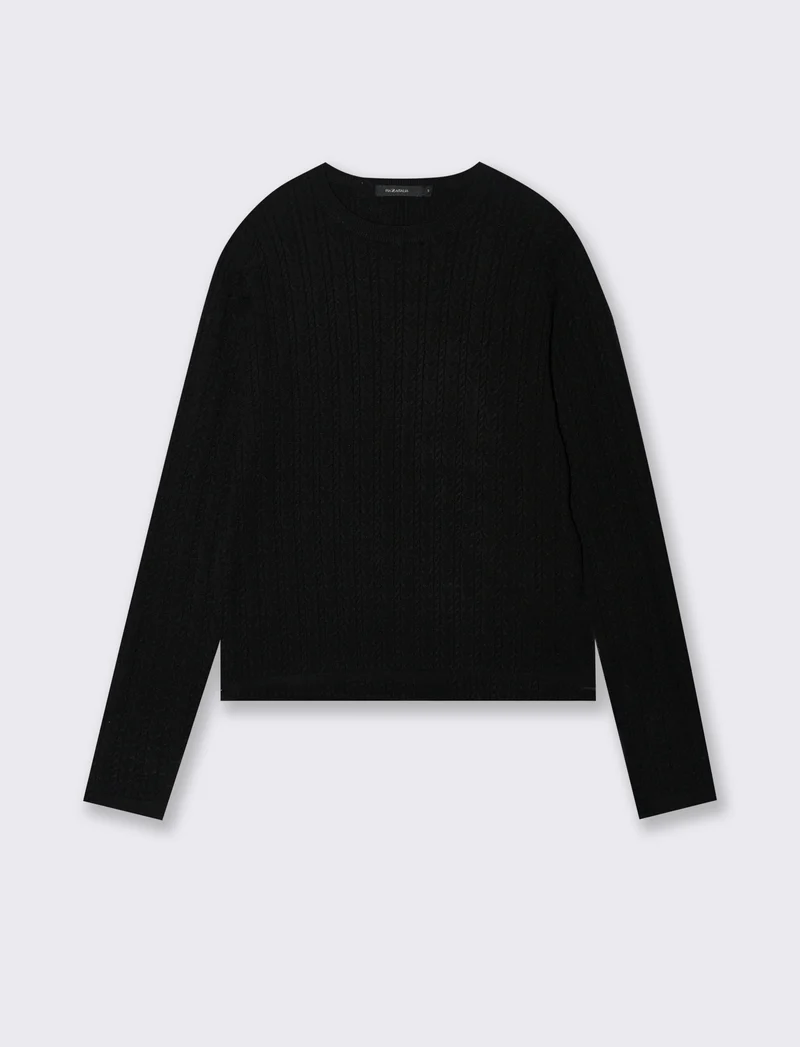 PULLOVER A TRECCE - Nero