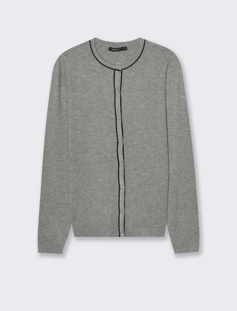 CARDIGAN BASICO - Grigio mel.