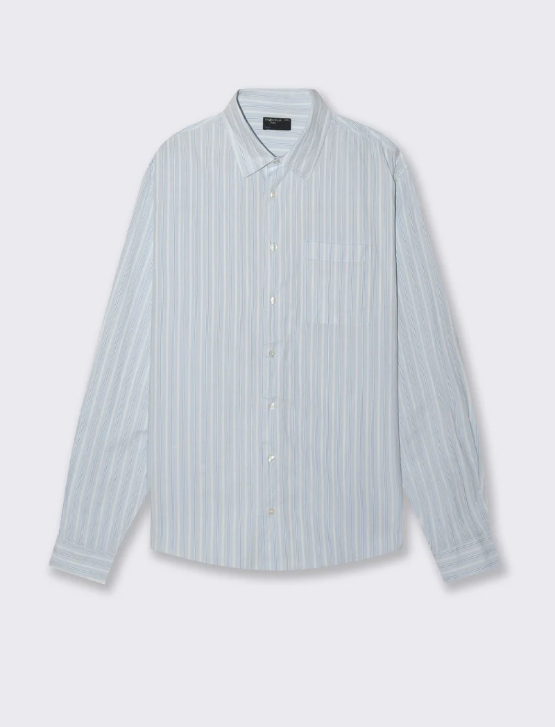 CAMICIA FANTASIA A RIGHE - Celeste