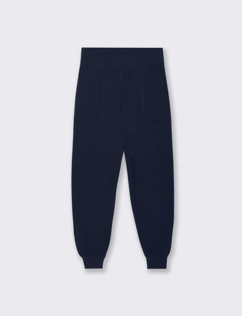 PANTALONE JOGGER CON FASCIA ALTA IN VITA - Blu